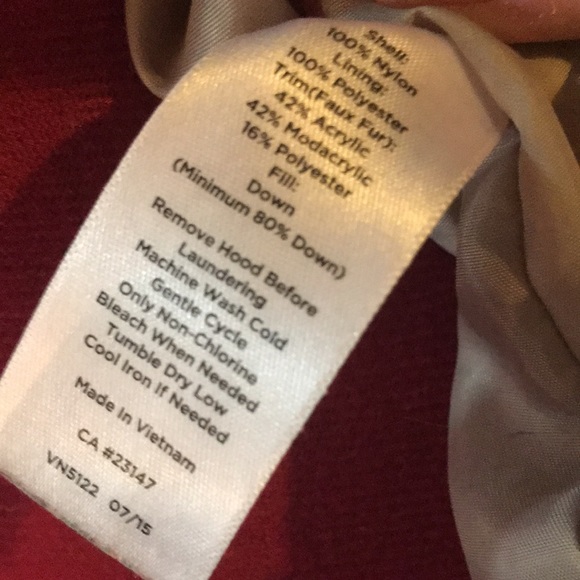 Talbots long  down winter jacket in tan size M zips and snaps closed - Picture 6 of 7